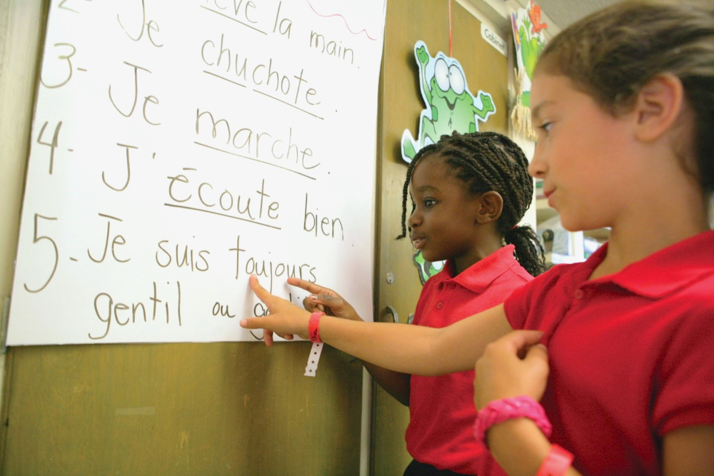 Two students learning French in Louisiana